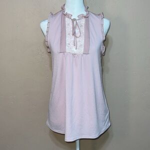 Express Women’s Sleeveless Top with Lace, Tie Neck, Sweet, Feminine Top, size S